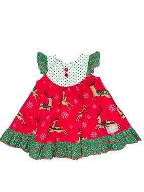 Eleanor Rose Reindeer Holiday Dress 3-4